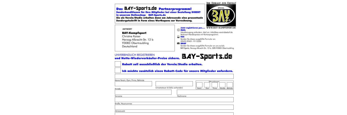 Unser Partnerprogramm - Kampfsportartikel, Rabatt, Angebot, Sonderpreise für Vereine, Händler