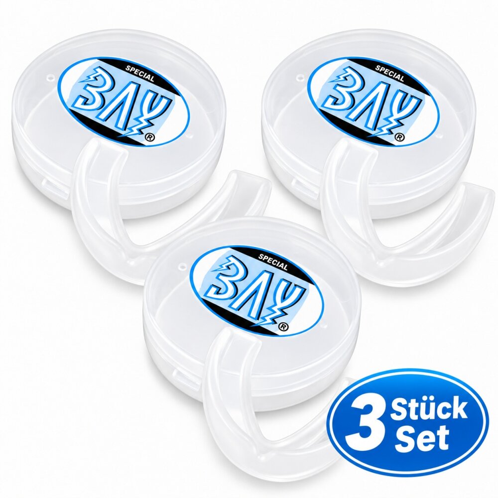3x SET Zahnschutz mit KLICK Dose Erwachsene ab ca. 13 Jahre (SR) transparent