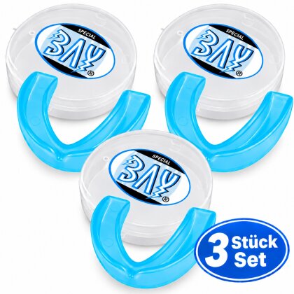 3x SET Zahnschutz mit KLICK Dose Erwachsene ab ca. 13 Jahre (SR) blau