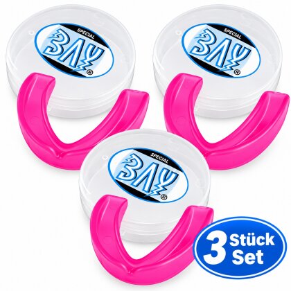3x SET Zahnschutz mit KLICK Dose Erwachsene ab ca. 13 Jahre (SR) pink/rosa