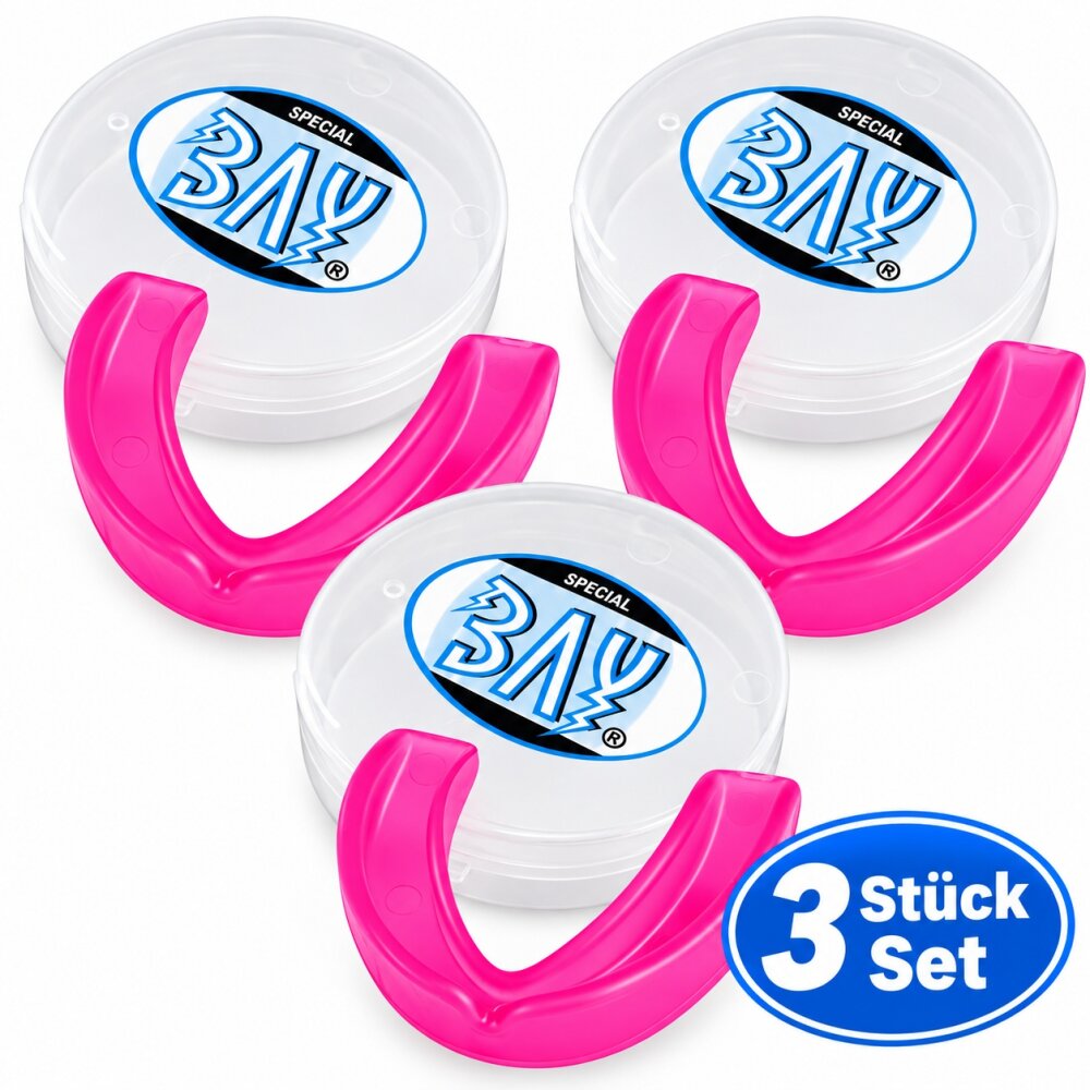 3x SET Zahnschutz mit KLICK Dose Erwachsene ab ca. 13 Jahre (SR) pink/rosa