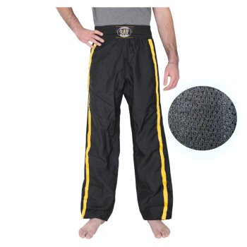 Kickboxhose Netz Gewebe schwarz/gold uni 180 (L)