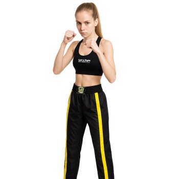 Kickboxhose Netz Gewebe schwarz/gold uni 180 (L)