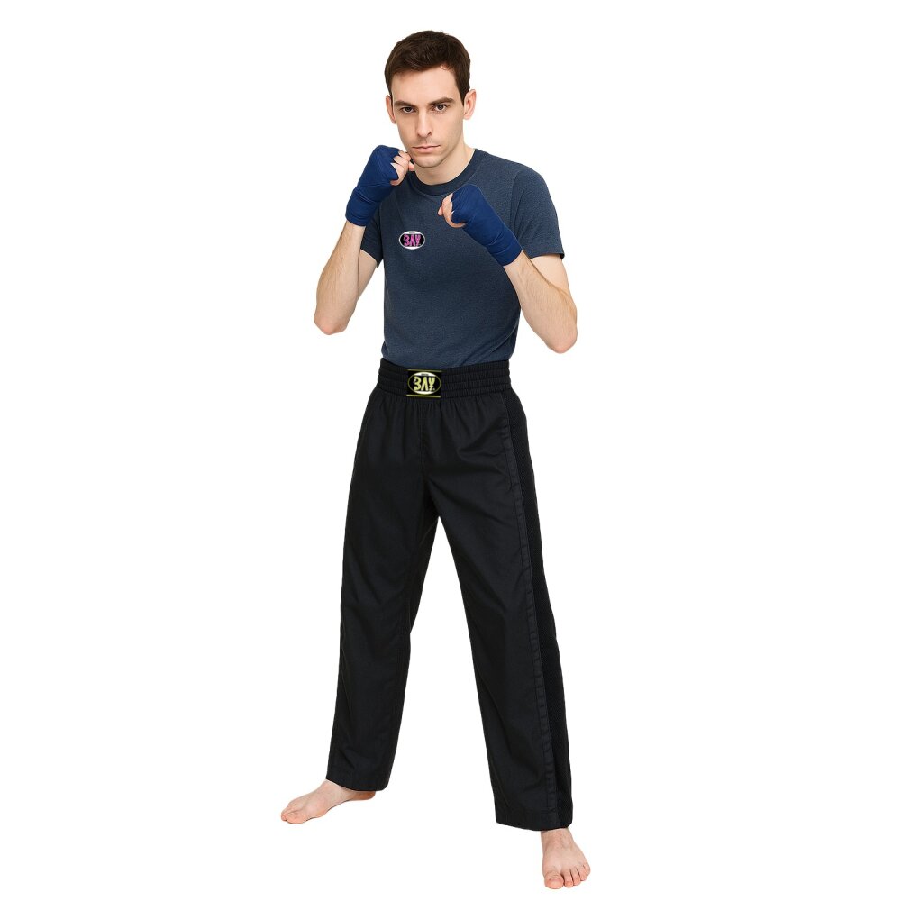 Kickboxhose Netz Gewebe schwarz/gold uni 180 (L)
