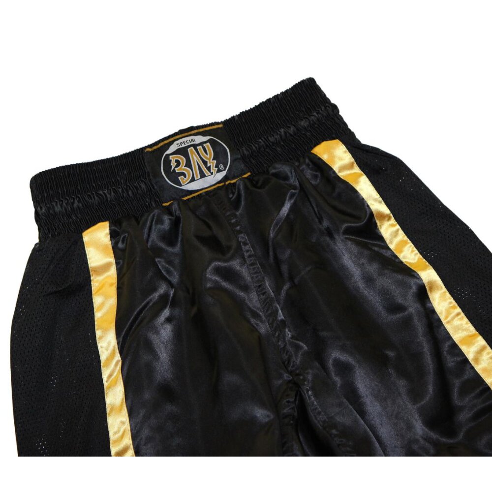Kickboxhose Netz Gewebe schwarz/gold uni 180 (L)