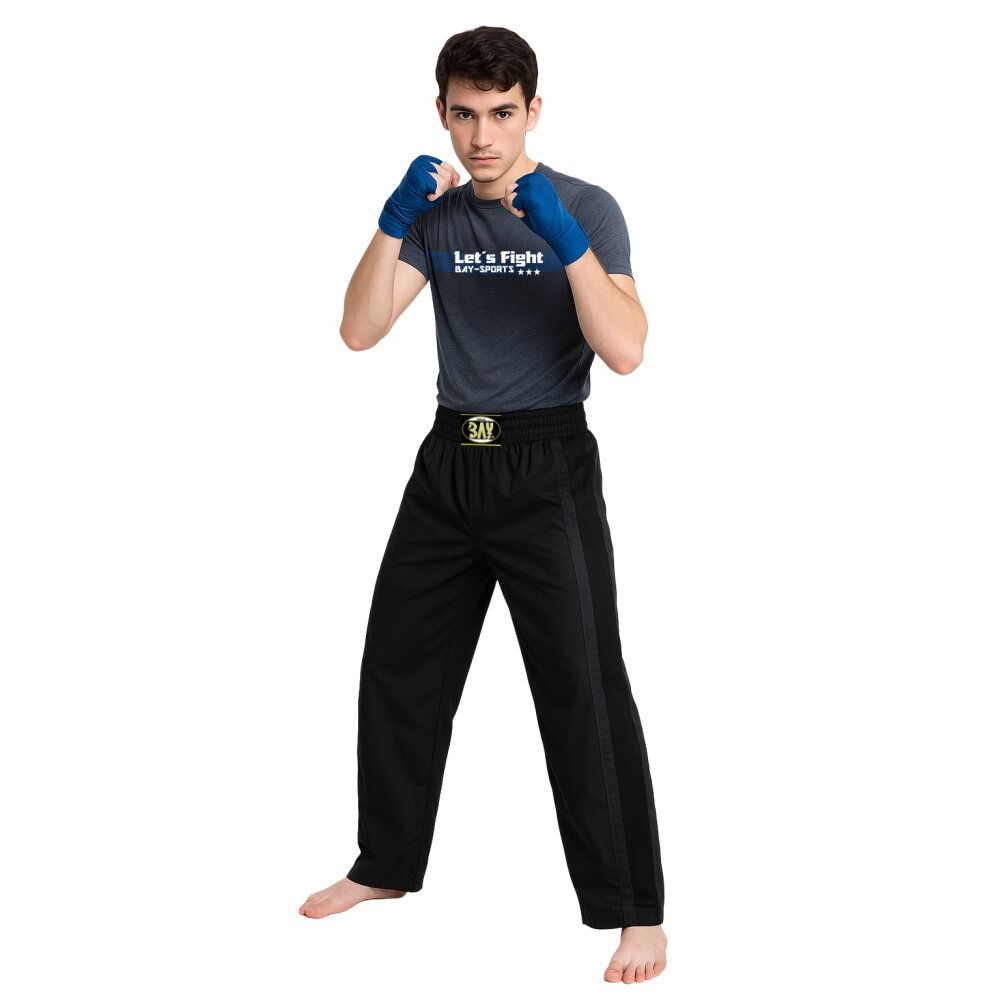 Kickboxhose Netz Gewebe schwarz/blau uni 110 (5XS)