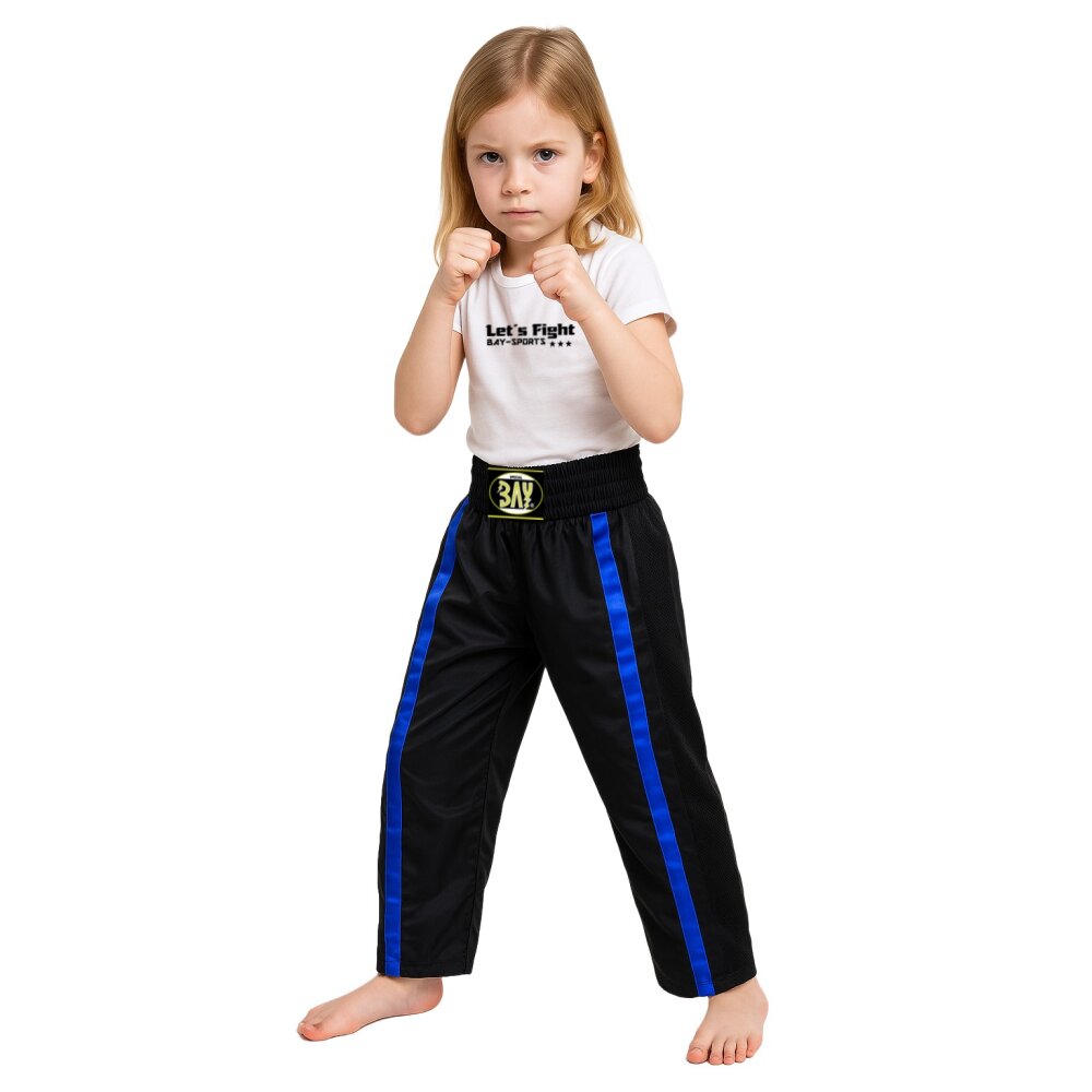 Kickboxhose Netz Gewebe schwarz/blau uni 110 (5XS)