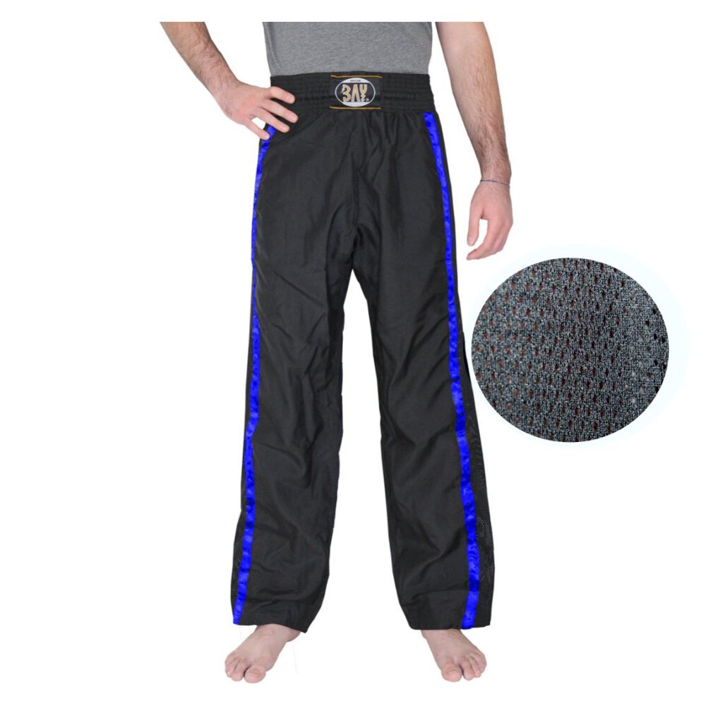 Kickboxhose Netz Gewebe schwarz/blau uni 110 (5XS)