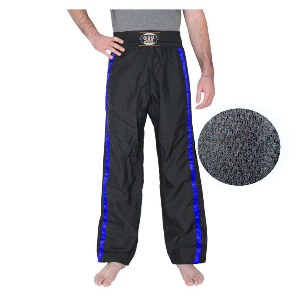 Kickboxhose Netz Gewebe schwarz/blau 160 (S)