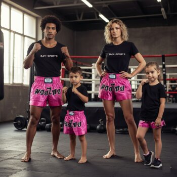 SET Angebot Remy Thaiboxhose + Boxbandagen pink rosa