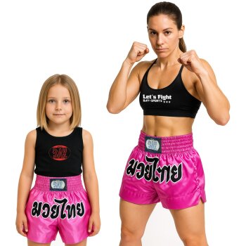 SET Angebot Remy Thaiboxhose + Boxbandagen pink rosa XS