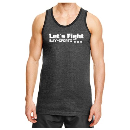 Tank Top Gym Shirt Let&acute;s Fight Kampfsport heathered grau schwarz S - XXL
