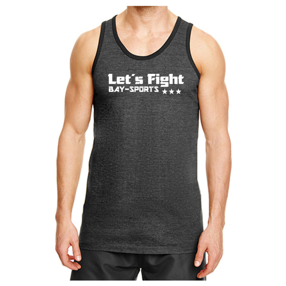 Tank Top Gym Shirt Let&acute;s Fight grau schwarz S