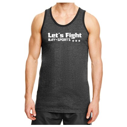 Tank Top Gym Shirt Let&acute;s Fight grau schwarz M
