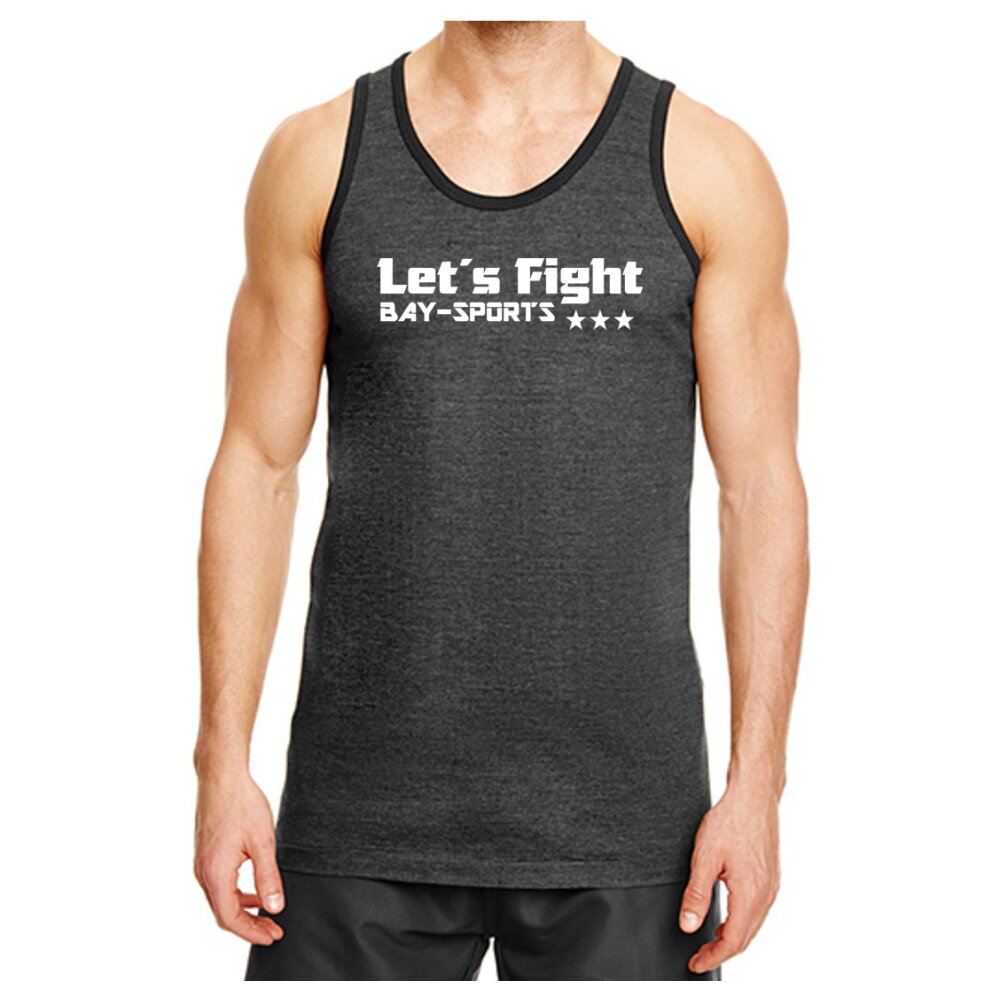 Tank Top Gym Shirt Let&acute;s Fight grau schwarz M