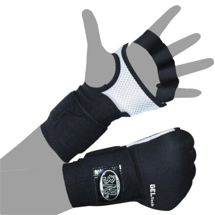Wave Gel weiß/schwarz gepolsterte Neopren Boxbandagen Handschuhe XS