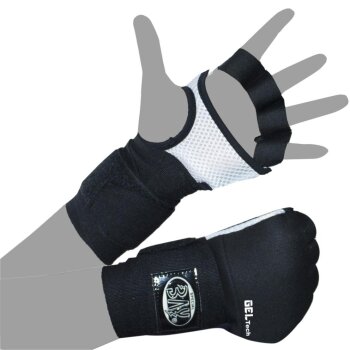 Wave Gel weiß/schwarz gepolsterte Neopren Boxbandagen Handschuhe XS