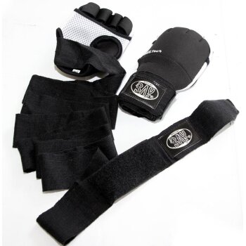 Wave Gel weiß/schwarz gepolsterte Neopren Boxbandagen Handschuhe XS