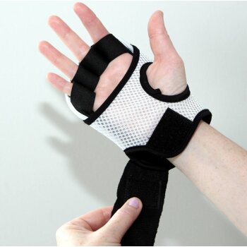 Wave Gel weiß/schwarz gepolsterte Neopren Boxbandagen Handschuhe XS