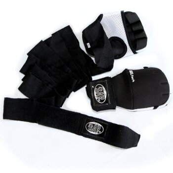Wave Gel weiß/schwarz gepolsterte Neopren Boxbandagen Handschuhe XS