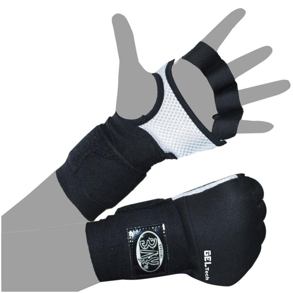 Wave Gel weiß/schwarz gepolsterte Neopren Boxbandagen Handschuhe XS