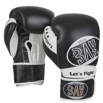 20 Jahre Jubel Angebot - STRIKE Boxhandschuhe Wettkampf, Sparrimg, Rinder Leder schwarz 10, 12 Unzen