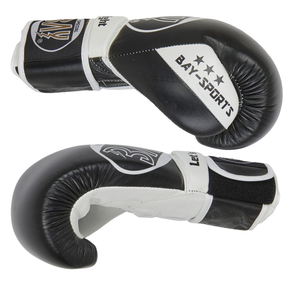 20 Jahre Jubel Angebot - STRIKE Boxhandschuhe Wettkampf, Sparrimg, Rinder Leder schwarz 10, 12 Unzen