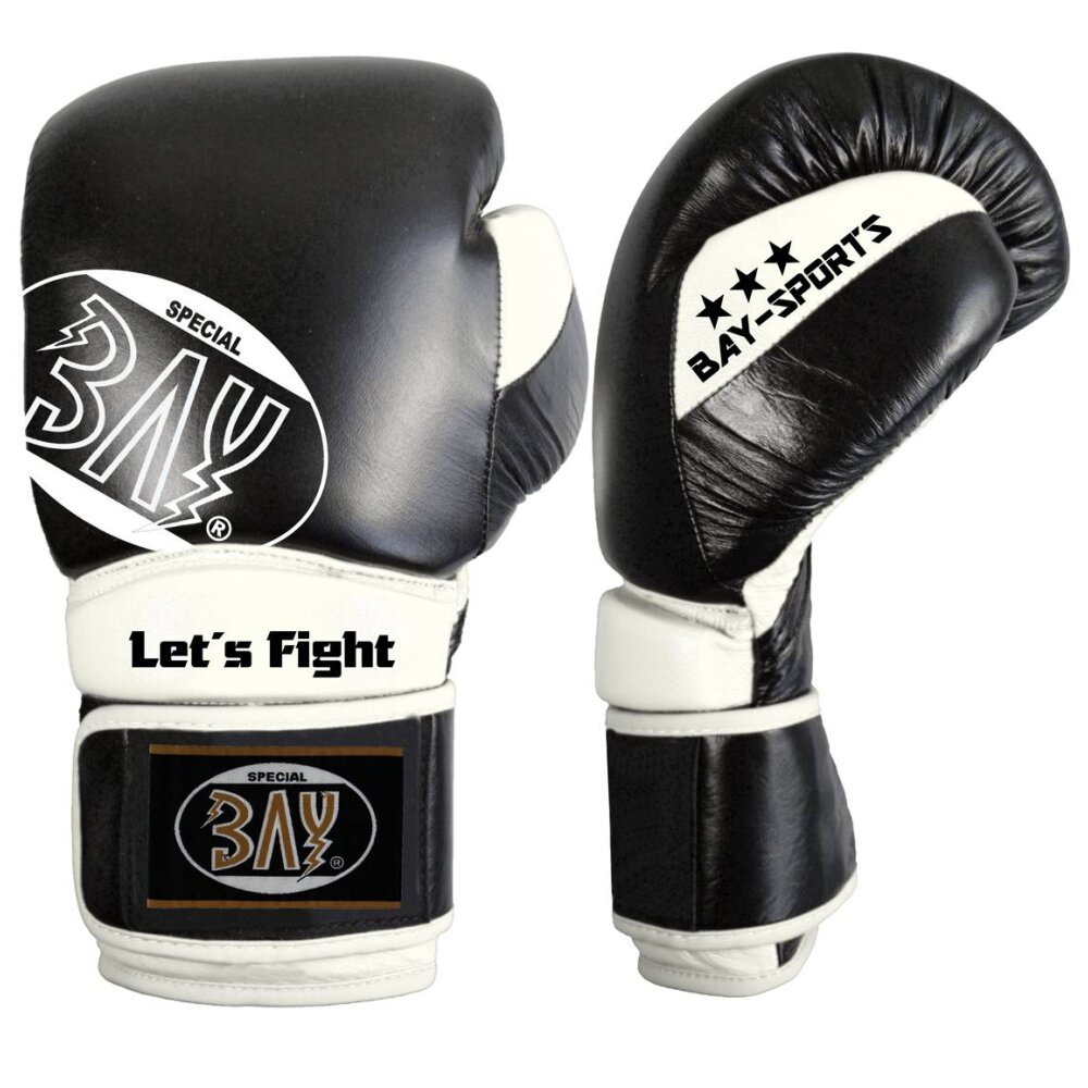 20 Jahre Jubel Angebot - STRIKE Boxhandschuhe Wettkampf, Sparrimg, Rinder Leder schwarz 10, 12 Unzen