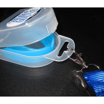 3er Set Zahnschutz mit Dose Monster mit NAME Beschriftung blau