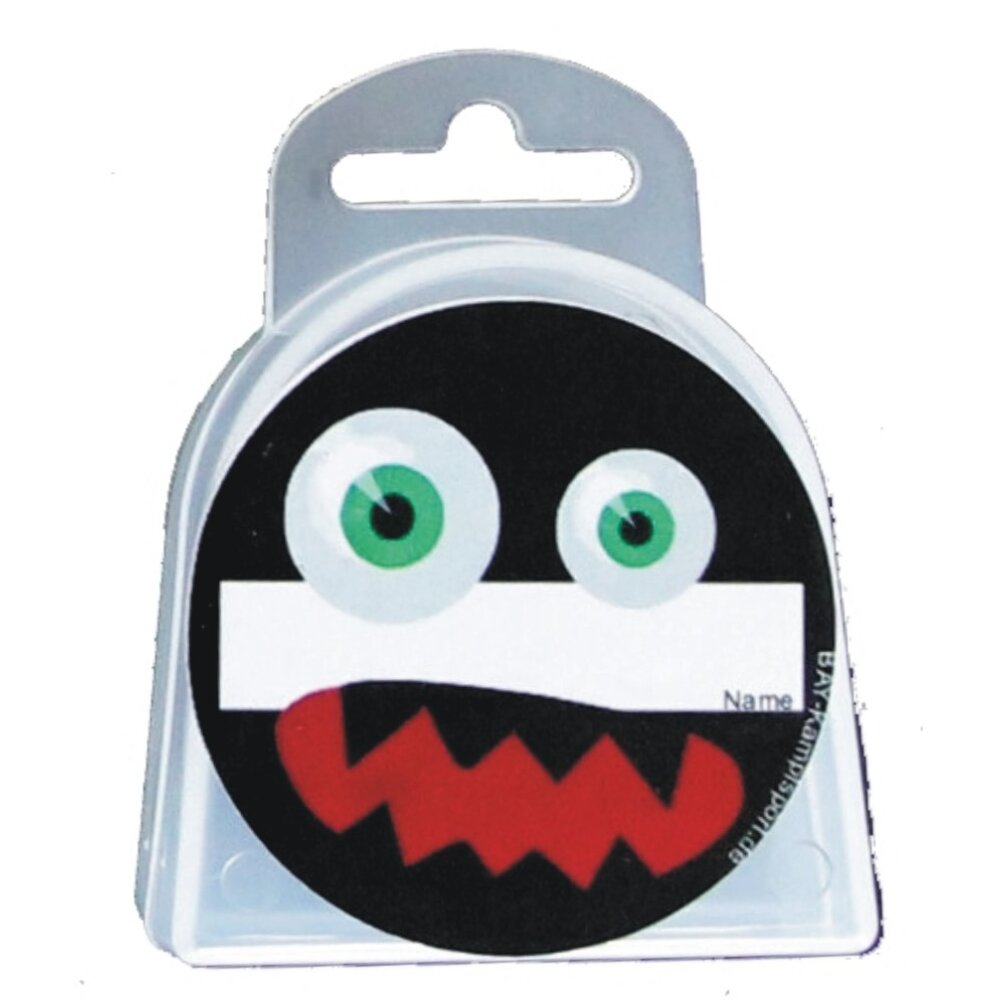 3er Set Zahnschutz mit Dose Monster mit NAME Beschriftung blau