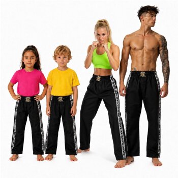 Krav Maga Hose Stripes schwarz Baumwolle 130 (XXXS)