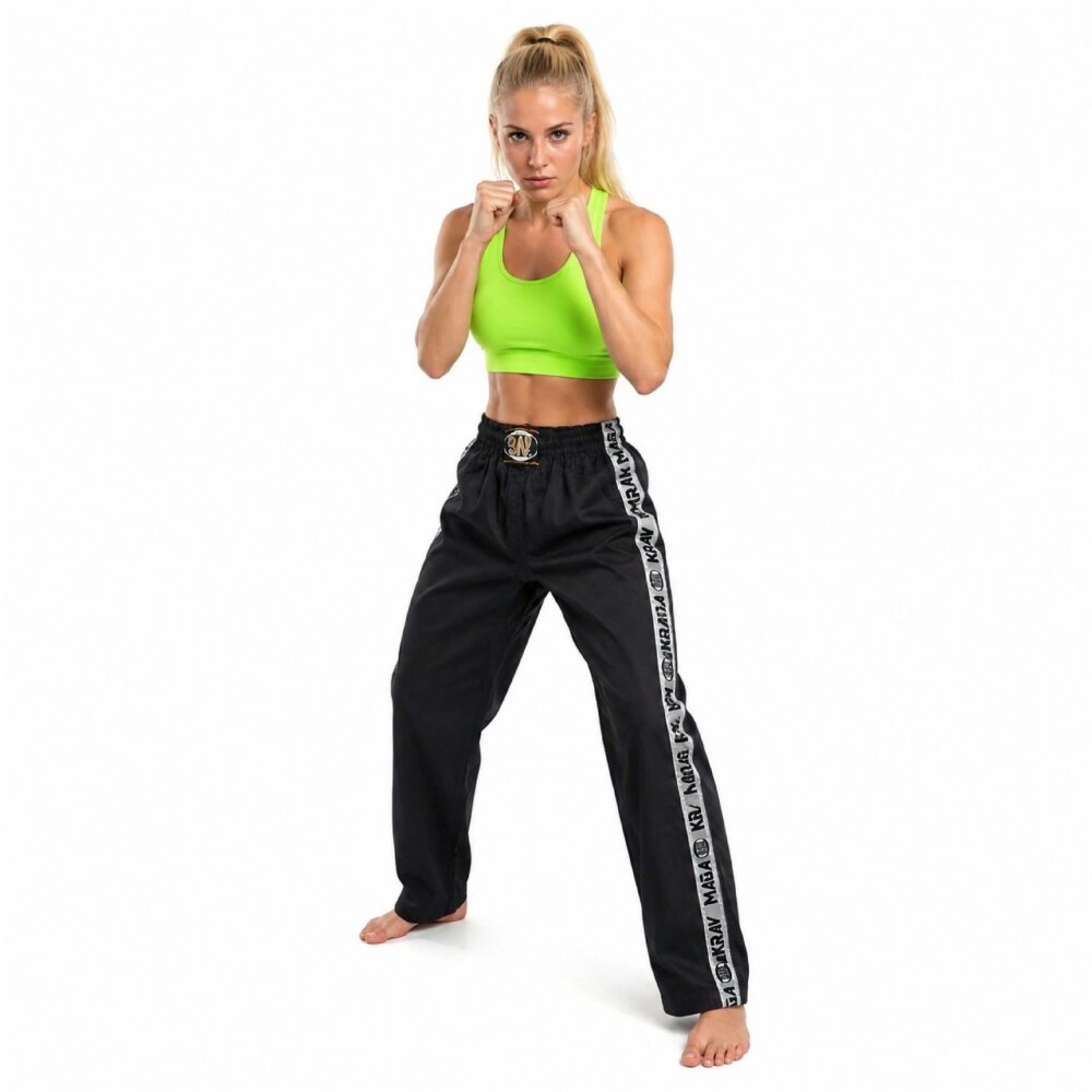 Krav Maga Hose Stripes schwarz Baumwolle 140 (XXS)