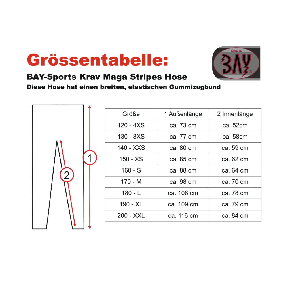Krav Maga Hose Stripes schwarz Baumwolle 190 (XL)
