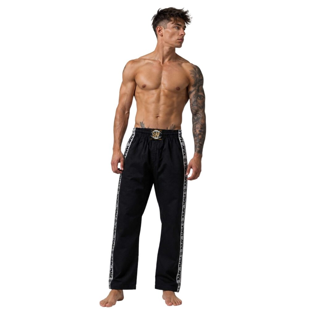 Krav Maga Hose Stripes schwarz Baumwolle 190 (XL)