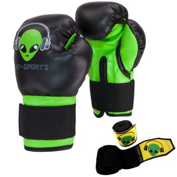 SET Alien Kinder Boxhandschuhe + Boxbandagen...