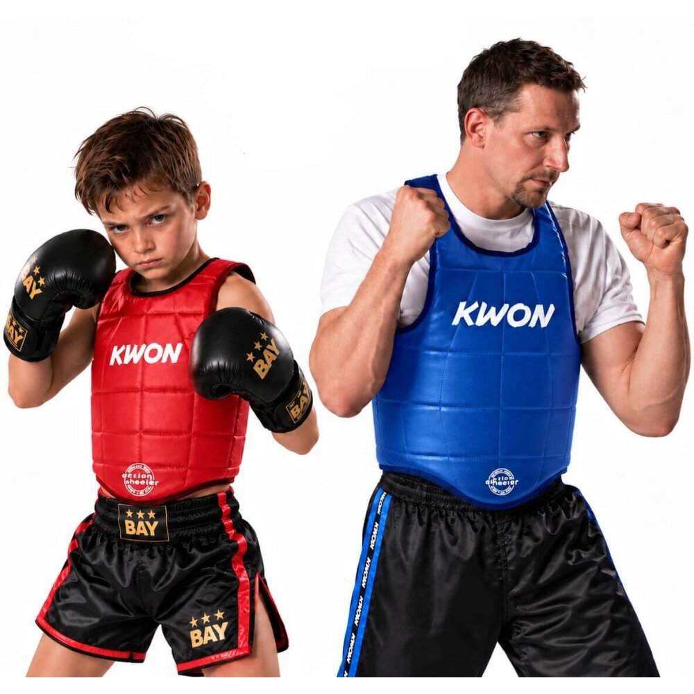 Kampfsport Double Schutzweste Körperschutz rot/blau