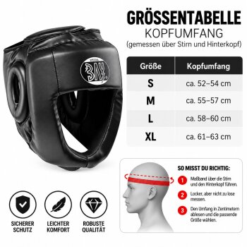 Kopfschutz Full Chin PU Leder Vollkontakt schwarz