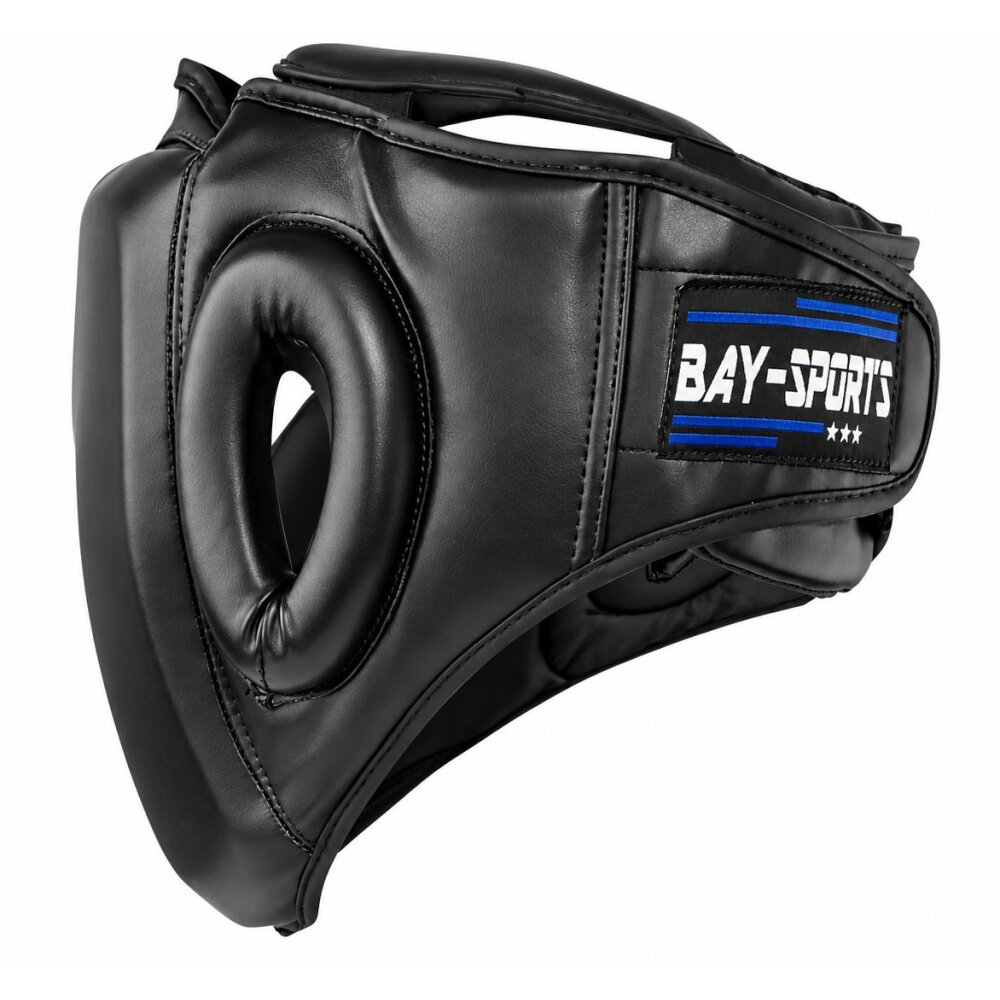 Kopfschutz Full Chin PU Leder Vollkontakt schwarz