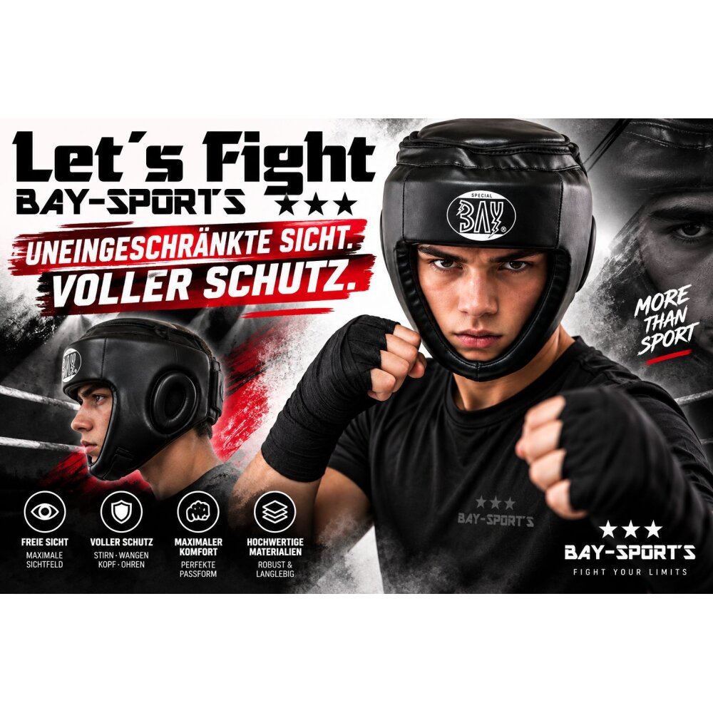 Kopfschutz Full Chin PU Leder Vollkontakt schwarz