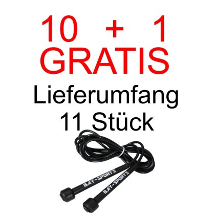10 + 1 GRATIS Angebot (11 Stück) Sports 310 Nylon Springseil Skipping Rope schwarz