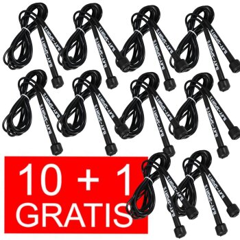 10 + 1 GRATIS Angebot (11 Stück) Sports 310 Nylon Springseil Skipping Rope schwarz