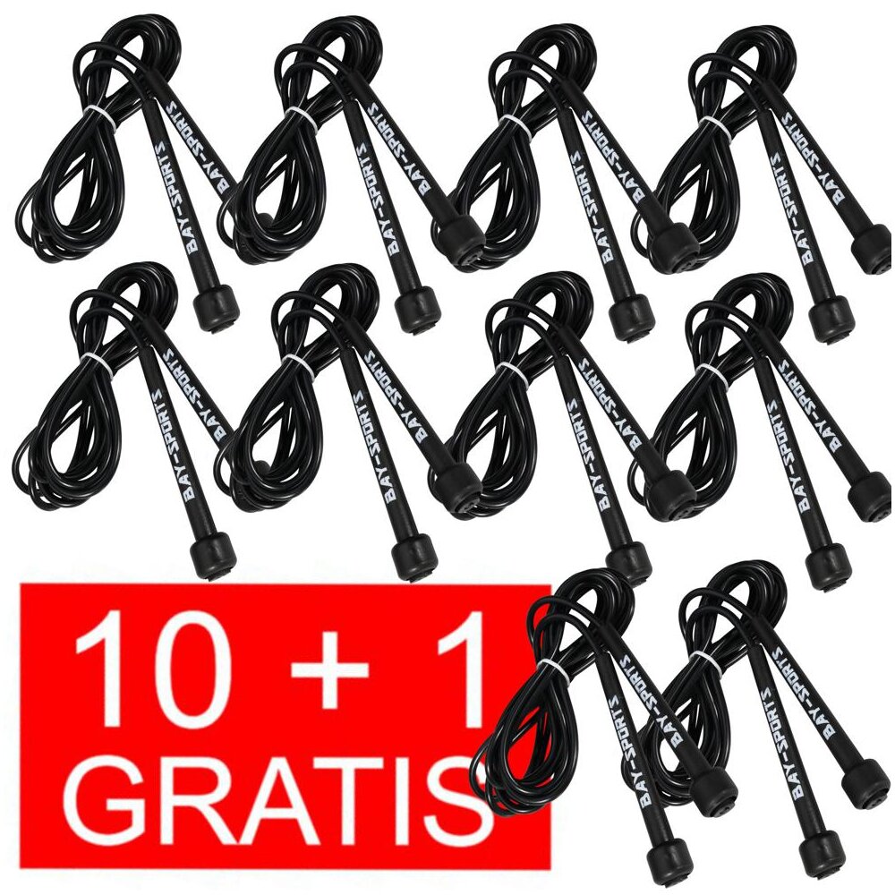 10 + 1 GRATIS Angebot (11 Stück) Sports 310 Nylon Springseil Skipping Rope schwarz