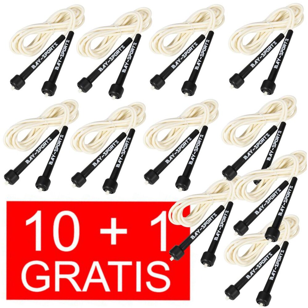 10 + 1 GRATIS Angebot (11 St&uuml;ck) Sports 310 Nylon Springseil Skipping Rope wei&szlig;