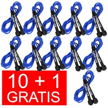 10 + 1 GRATIS Angebot (11 Stück) Sports 310 Nylon Springseil Skipping Rope blau