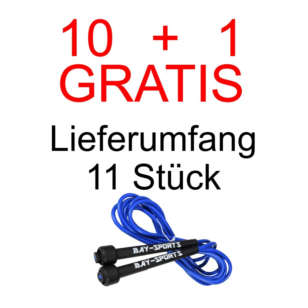 10 + 1 GRATIS Angebot (11 Stück) Sports 310 Nylon Springseil Skipping Rope blau