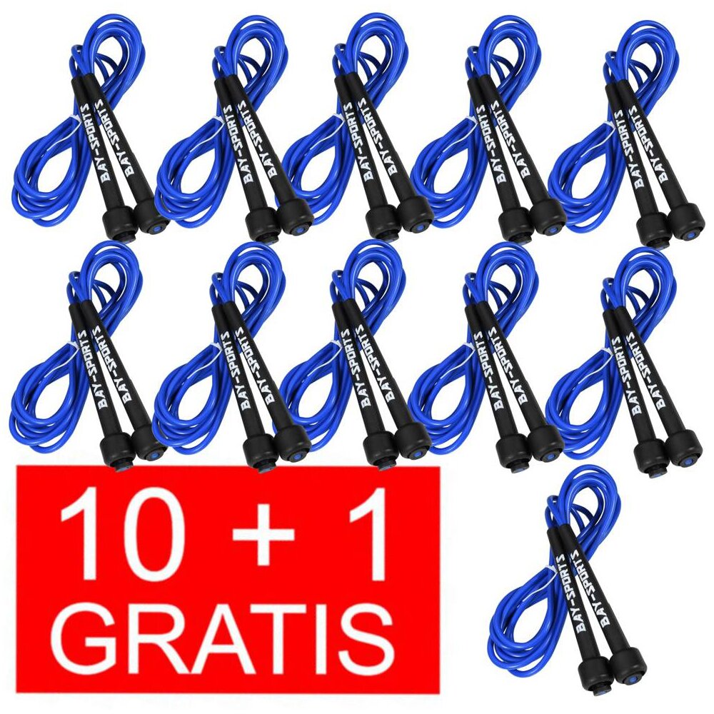 10 + 1 GRATIS Angebot (11 Stück) Sports 310 Nylon Springseil Skipping Rope blau