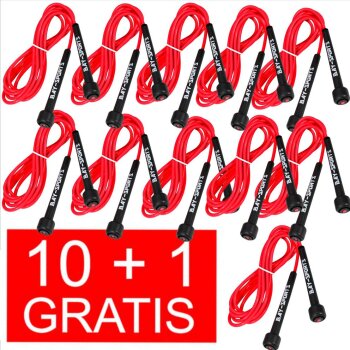 10 + 1 GRATIS Angebot (11 Stück) Sports 310 Nylon Springseil Skipping Rope rot