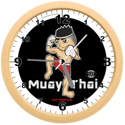 Funk Wanduhr 30 cm Holzrahmen Muay Thai Thaiboxen