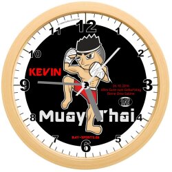 Funk Wanduhr 30 cm Holzrahmen Muay Thai Thaiboxen wie abgebildet