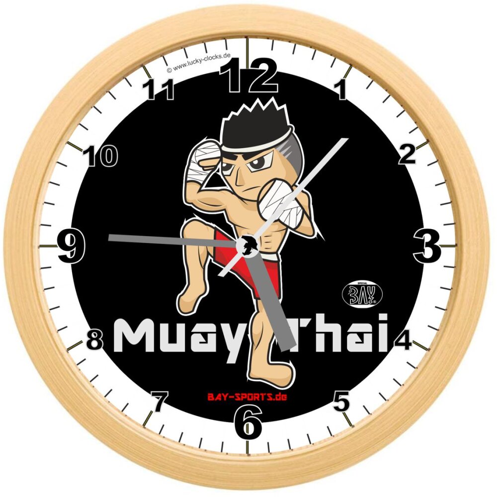 Funk Wanduhr 30 cm Holzrahmen Muay Thai Thaiboxen wie abgebildet